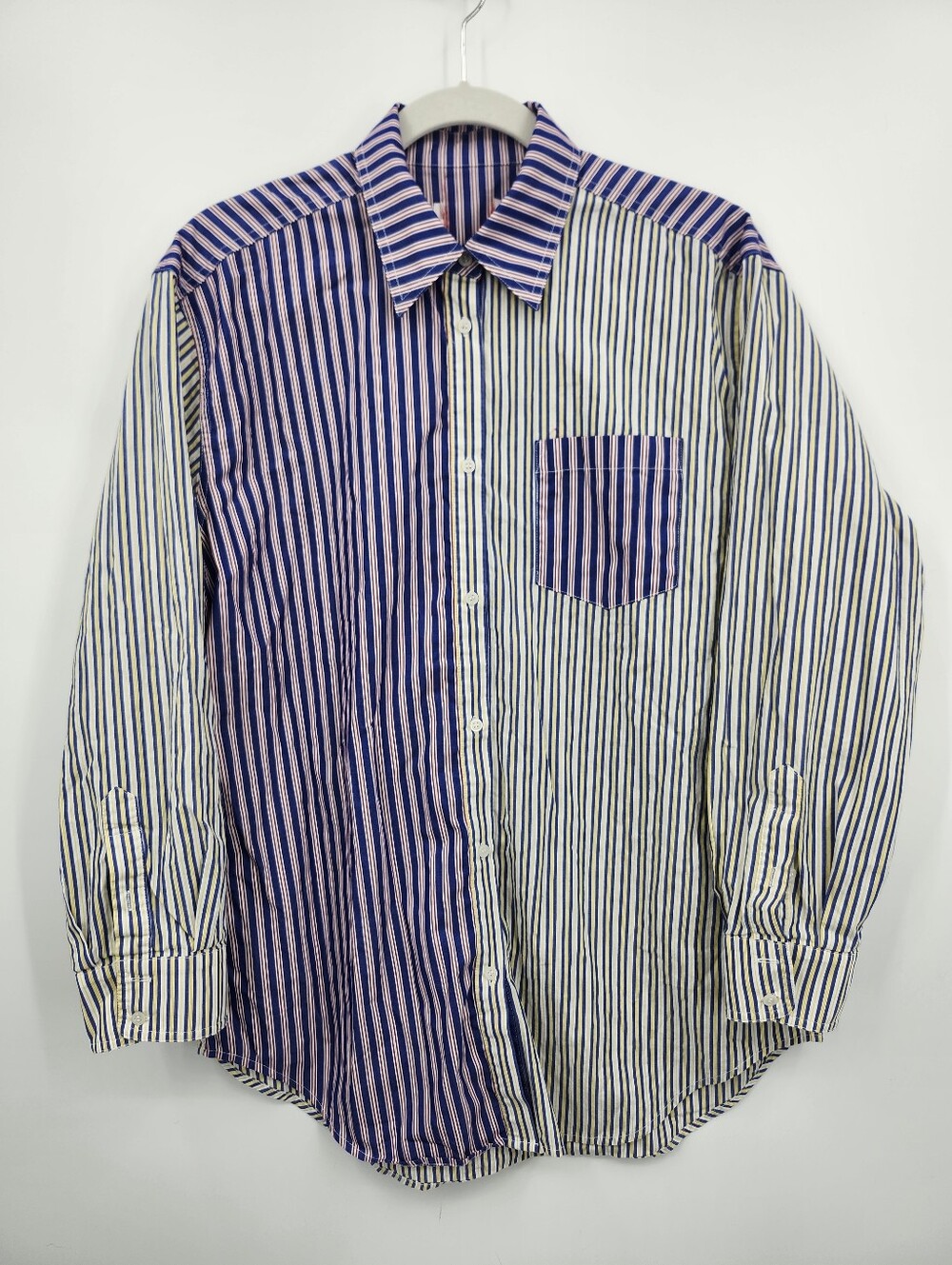 Solid And Stripes Oxford Colorblocked Cotton Button-Front Tunic M